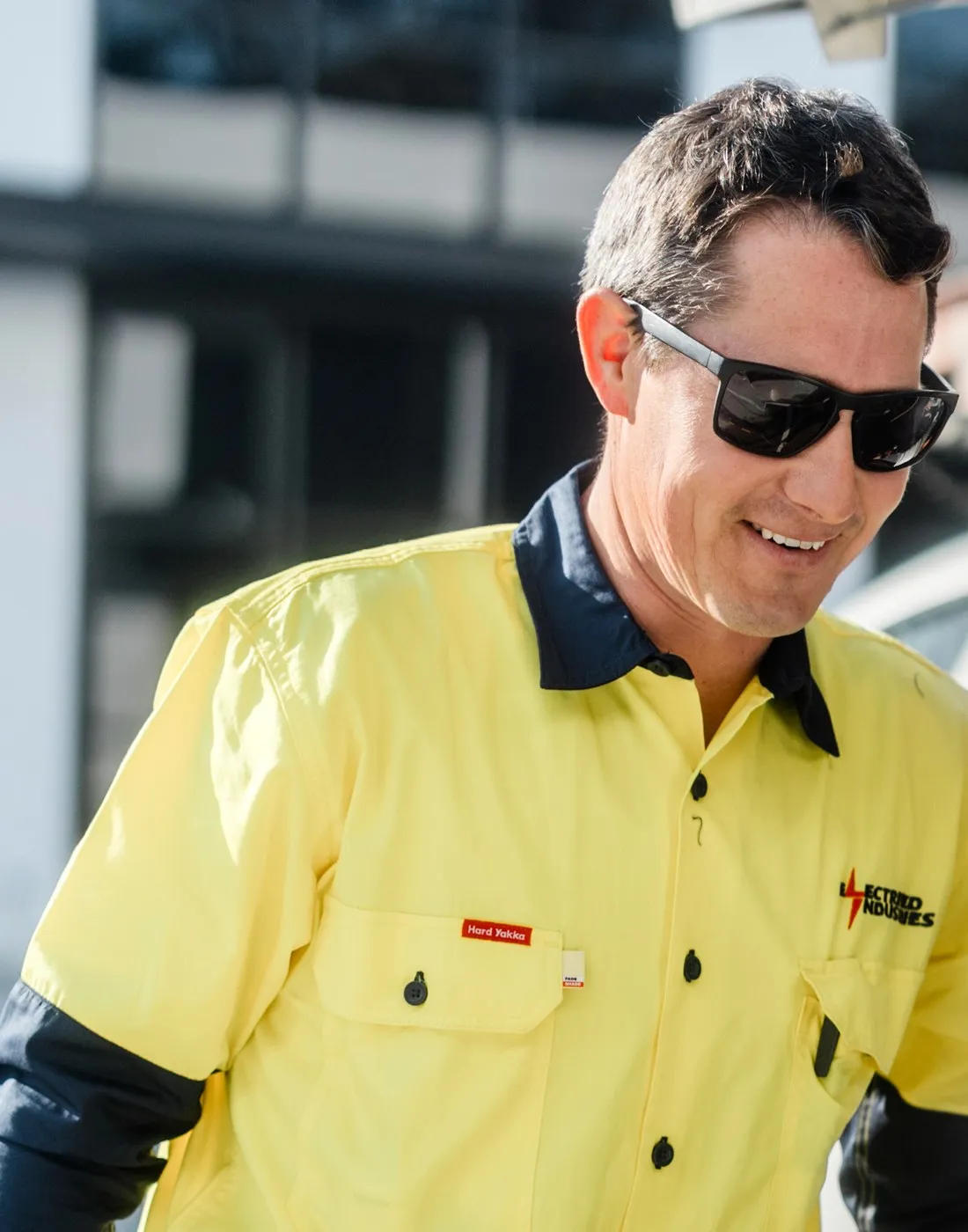 Matt, owner of Electrified Industries, on site in Newcastle